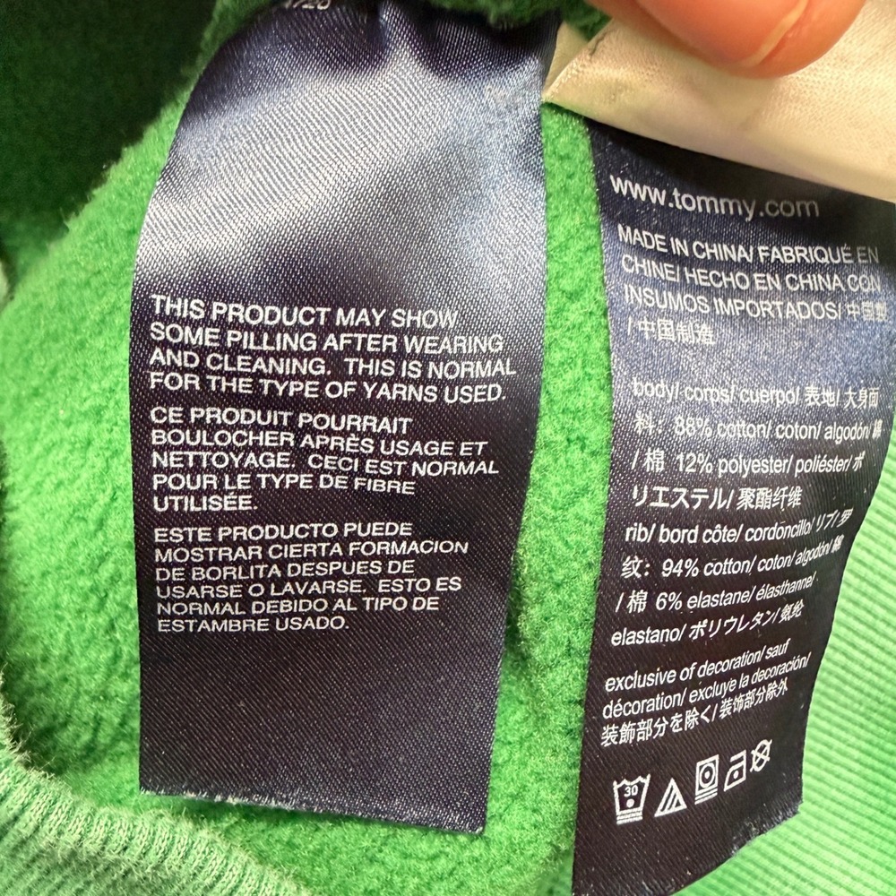 Tommy Hilfiger Heavyweight Collegiate Logo‎ Hoodie Men XXL Green - Picture 16 of 16